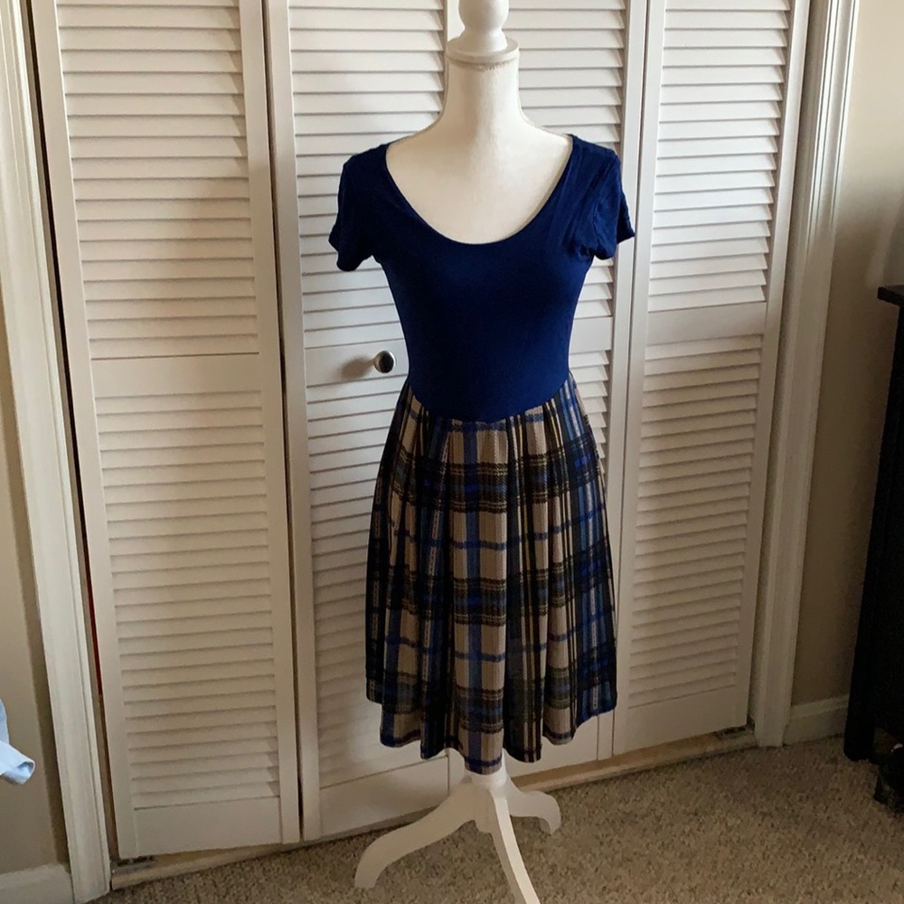 ModCloth plaid blue dress L
